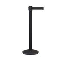 Montour Line Stanchion Retractable Belt Barrier Black Post 11 ft. Black Belt M630-BK-BK-110